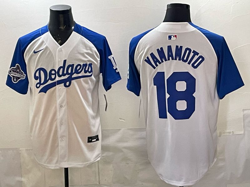 Men Nike 2026 Los Angeles Dodgers #18 Yamamoto White Blue Game MLB Jersey 12086->los angeles dodgers->MLB Jersey